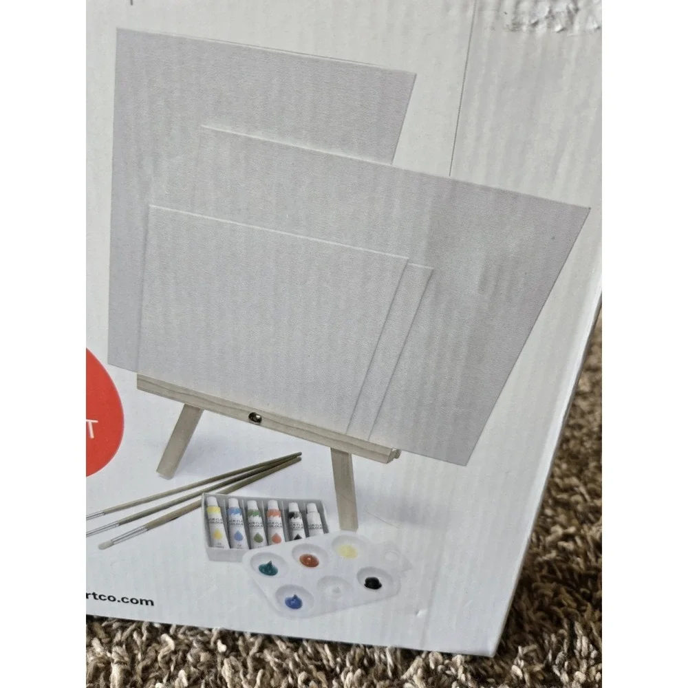 NEW KingArt Acrylic Painting 15 Piece Set Mini Easel 6 Acrylic Paints 3 Brushes